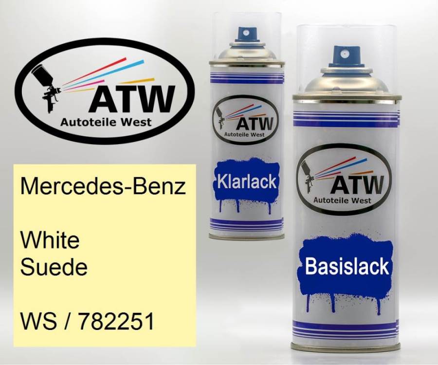 Mercedes-Benz, White Suede, WS / 782251: 400ml Sprühdose + 400ml Klarlack - Set, von ATW Autoteile West.